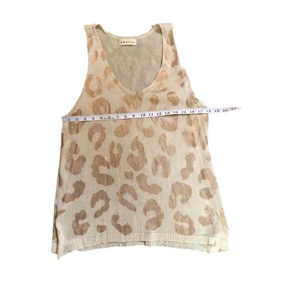 Amoli gold and cream animal print pointelle knit tank top size M/L - Picture 9 of 12